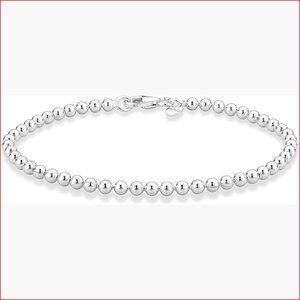925 Sterling Silver Italian Handmade 3mm Bead Ball Strand Chain Bracelet